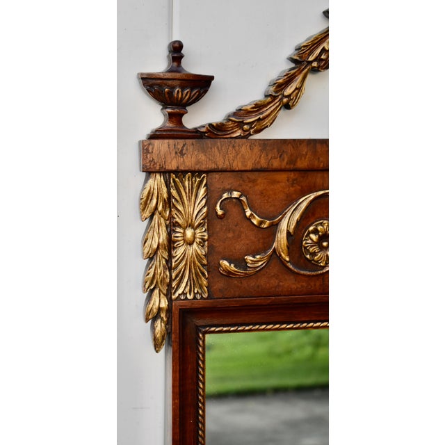 Antique Louis XVI Style Walnut Pier Wall Mirror Neoclassical Gilt Urn Crest For Sale - Image 14 of 18