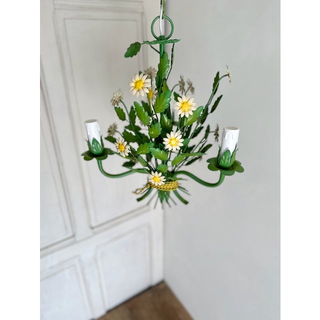 Italian Painted Tole Daisy Chandelier by Sergio Terzani, 1970s For Sale - Image 14 of 15