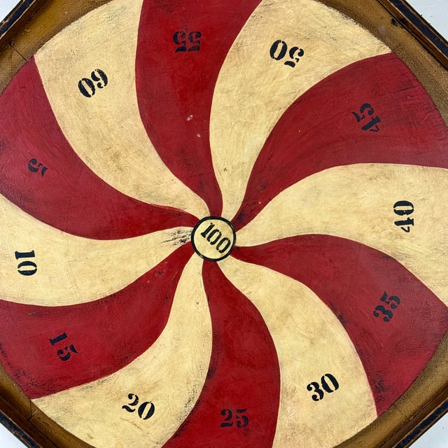 Marvelous Vintage American Folk Art Penny Pitch Wood Game Board With Swirl Design For Sale In New York - Image 6 of 13