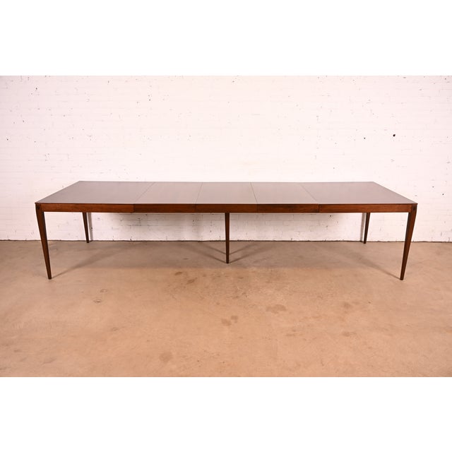 Kipp Stewart for Directional Mid-Century Modern Walnut Extension Dining Table | Newly Refinished For Sale - Image 16 of 16