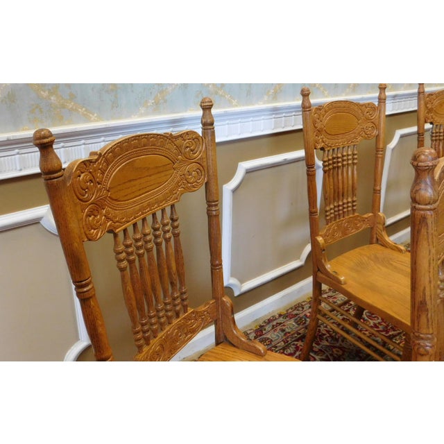 1990s Pressed Back Oak Spindle Kitchen Dining Room Chairs ...