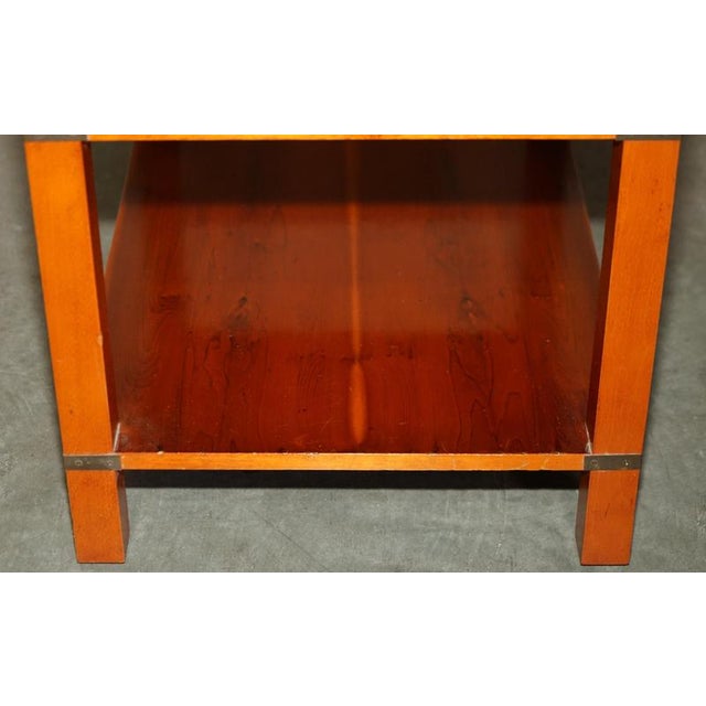 Military Campaign Style Yew Wood Side Table with Drawer For Sale - Image 9 of 17