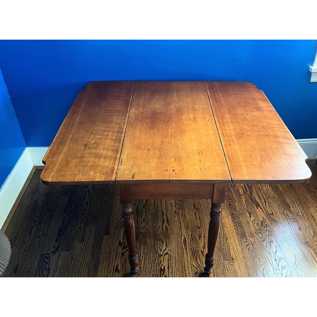 Farmhouse Early 19th c. New England Cherry Drop Leaf Dining Table / Farmhouse Table For Sale - Image 3 of 4