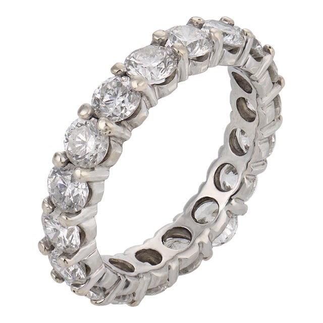 Vintage 3.35 Carat Diamond Platinum Eternity Band, Size 10 For Sale