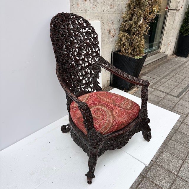 Victorian Anglo-Indian Armchair in Wood, Burma / Republic of the Union of Myanmar, 1880 For Sale - Image 5 of 18