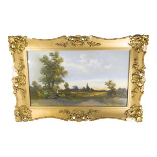 19th Century Pastel Luminist Landscape Painting in Frame For Sale