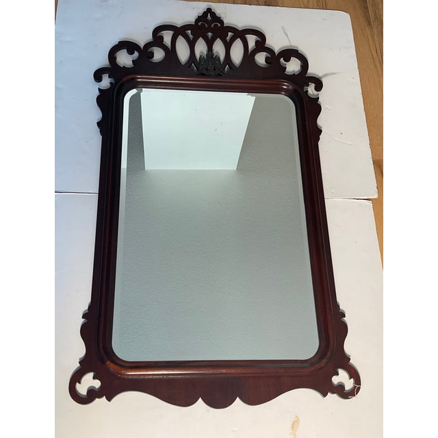 Gorgeous Antique American Chippendale Style walnut frame with bronze American eagle wall mirror, 50”.