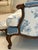 French Louis XV Style Settee & Stool – Newly Restored – Schumacher/Waverly Linen For Sale - Image 12 of 12
