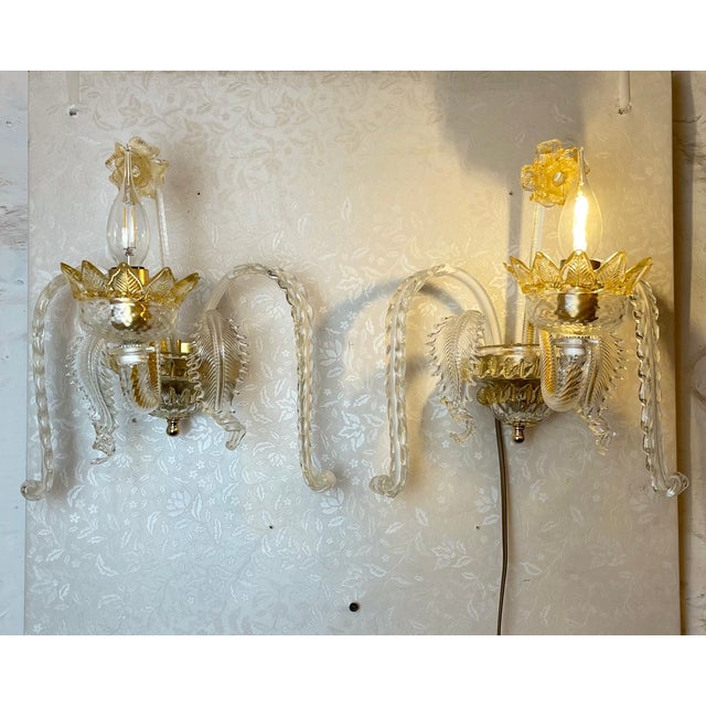 Murano Sconces in the style of Barovier & Toso, 1980s, Set of 2 For Sale - Image 15 of 15