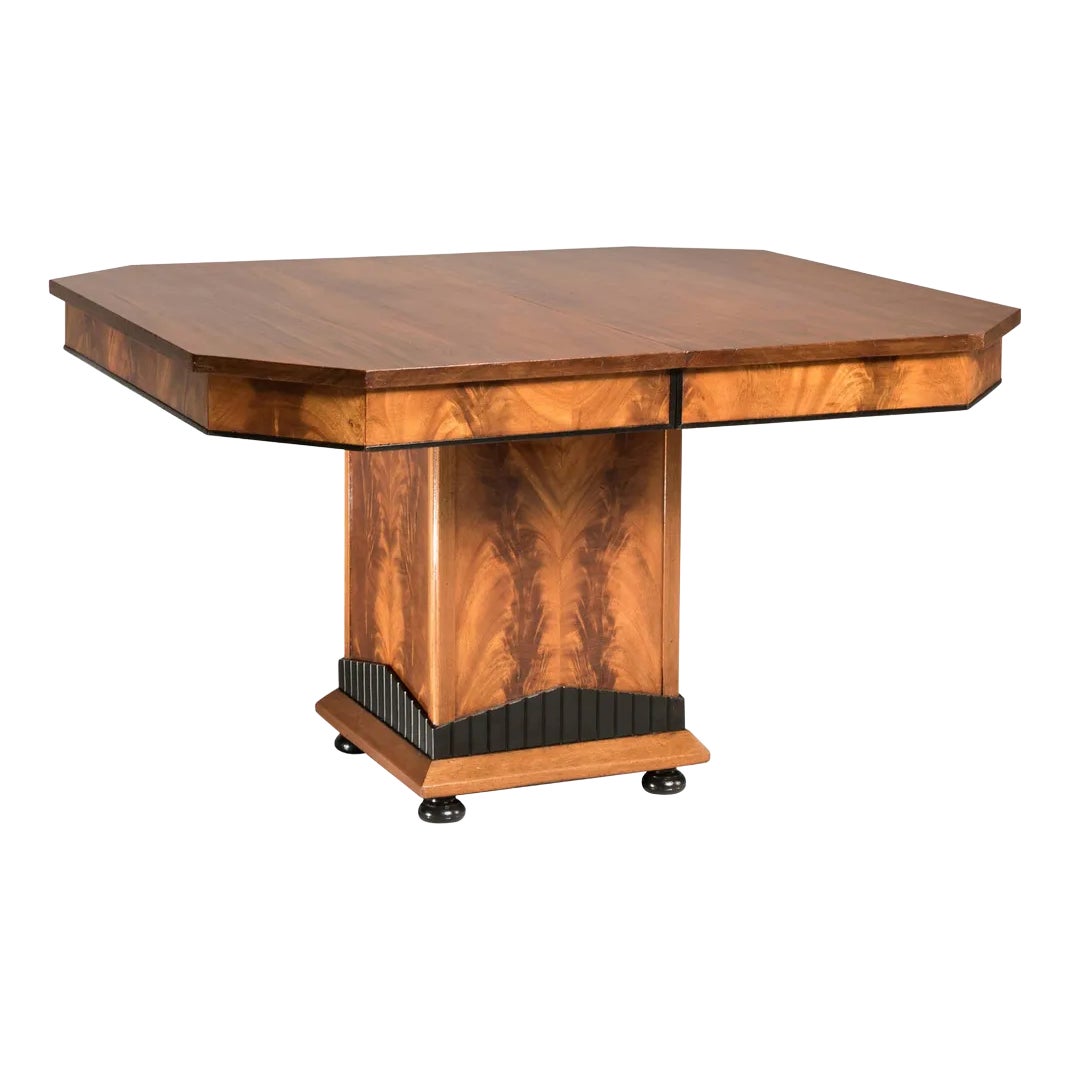 Art Deco Wood Squared Extendable Table, 1930s | Chairish