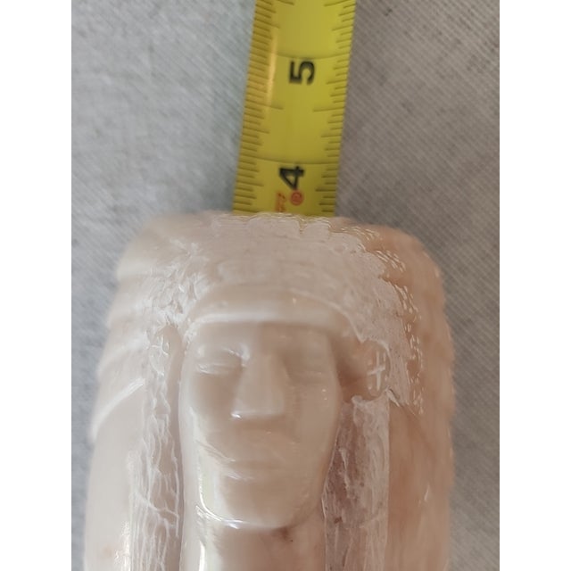 Hand Carved Alabaster Sculpture of Native American Chief Signed l.h. On Back For Sale In West Palm - Image 6 of 6