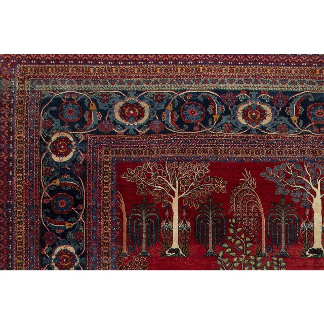 Zabihi Collection Persian Animal Crane Tabriz Willow Carpet For Sale - Image 4 of 12