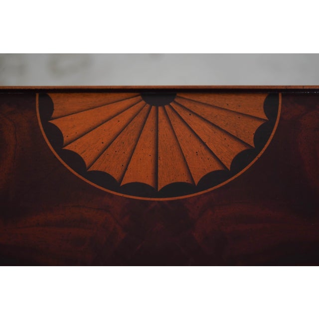 Hekman Mahogany Inlaid Demilune Table For Sale - Image 9 of 12