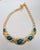 1990s Vintage 1990s Signed Monet Goldtone Cabochon Faux-Green Jasper Collar Necklace For Sale - Image 5 of 9