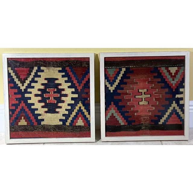 Red Pair of 19 Century Handwoven Antique Textile Wall Hanging For Sale - Image 8 of 9