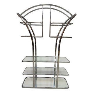 Vintage Italian Chrome & Glass Bookcase, 1970s For Sale