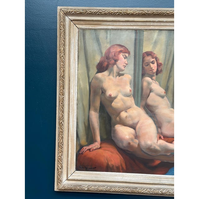 Philippe De Rougemont, Seated Woman at a Mirror, 1950s, Oil on Canvas, Framed For Sale - Image 8 of 18