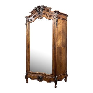 19th Century French Louis XV Serpentine Rosewood Armoire For Sale