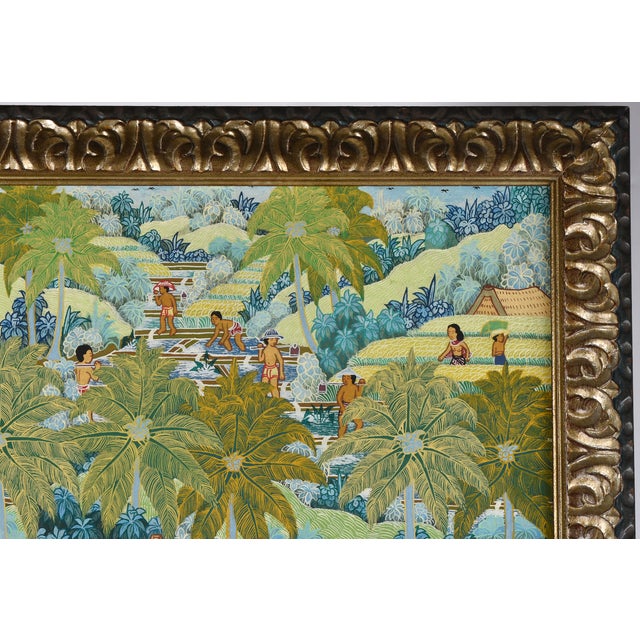 Mid 20th Century Large Vintage Oil Painting Balinese Scene Colorful Framed For Sale - Image 5 of 13