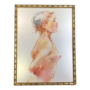 1970’s Original Female Nude Pastel Drawing