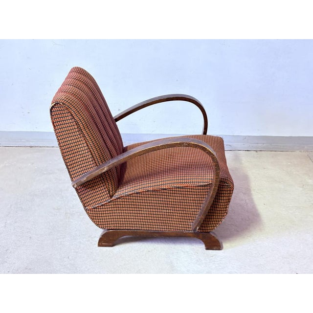 Vintage Lounge Chair by J. Halabala, 1940s, in Very Good conditions. Designed 1920 to 1949 This piece is attributed to the...