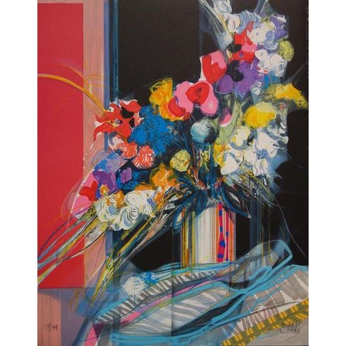 Jean-Baptiste Valadie, Blue, White and Red Bouquet, Original Lithograph For Sale - Image 7 of 7