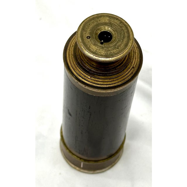 Rare 7 Draw 24 Inch Antique Brass & Rosewood Ships Spyglass - Telescope Circa Late 19th Century For Sale - Image 9 of 12