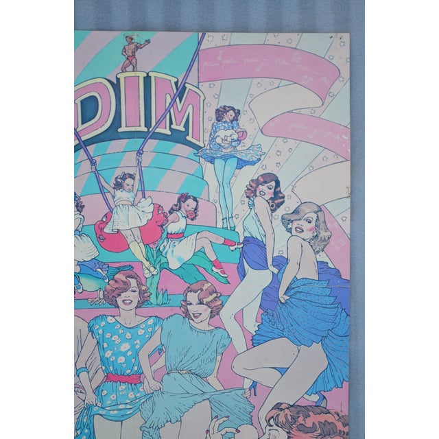 1977 Helene Majera for Dim “10 Years of Dim” French Fashion Advertising Poster For Sale - Image 6 of 8