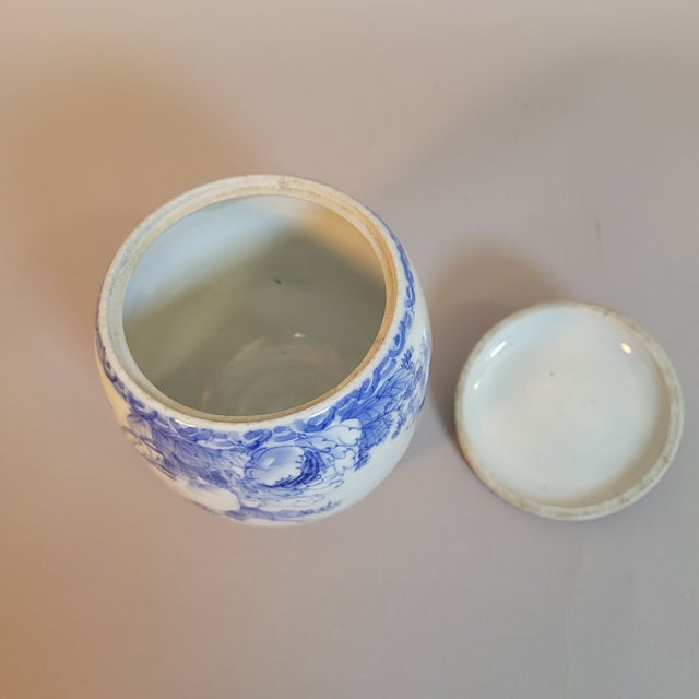 Antique Japanese Blue & White Porcelain Mizusashi Water Jar For Sale - Image 11 of 11