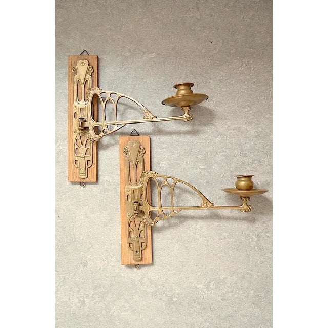 Brown Art Nouveau Piano Candleholders, 1910s, Set of 2 For Sale - Image 8 of 8