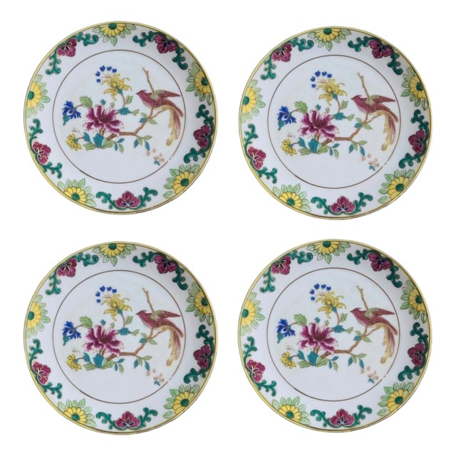 Early 20th Century Hand Painted Chinoiserie Porcelain Nippon Plates - Set of 4 For Sale