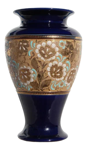 Antique Royal Doulton Slaters Vase, Art Nouveau Enameled Flowers & Gilt