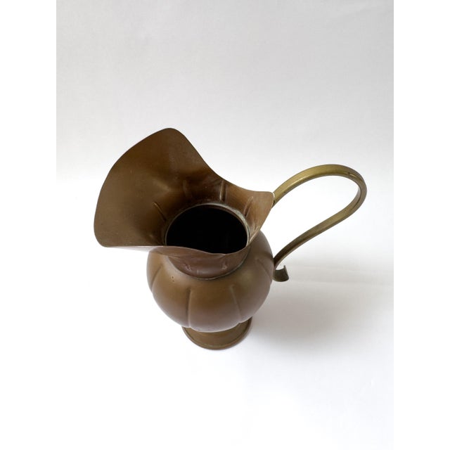 Vintage French Copper Pitcher With Sculptural Brass Handle – Villedieu For Sale - Image 4 of 12