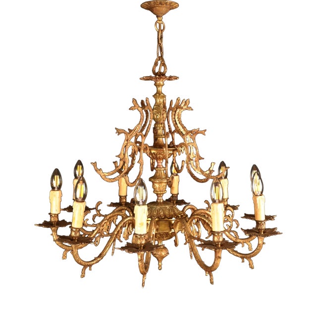 Spanish Chandelier in Brass, Spain, 1970 For Sale