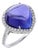 10.10 Ct Natural Tanzanite Cabochon & 0.40 Ct Natural Diamond Ring in 18KW Gold For Sale