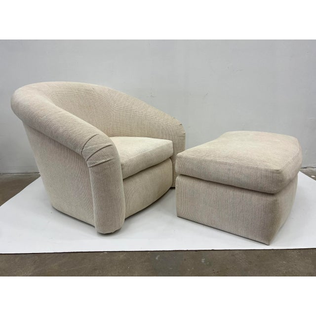 1980's Preview Style Swivel Chair and Ottoman For Sale - Image 13 of 13