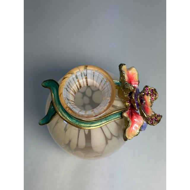 Early 21st Century Jay Strongwater Audra Orchid Mini Jeweled Art Glass Vase With Box For Sale - Image 5 of 14