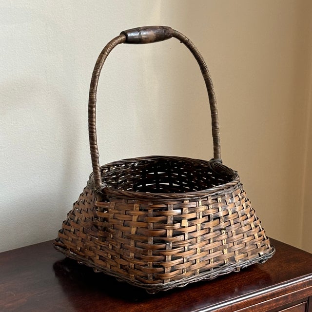 Japanese 20th Century Japanese Ikebana Gathering Basket For Sale - Image 3 of 10