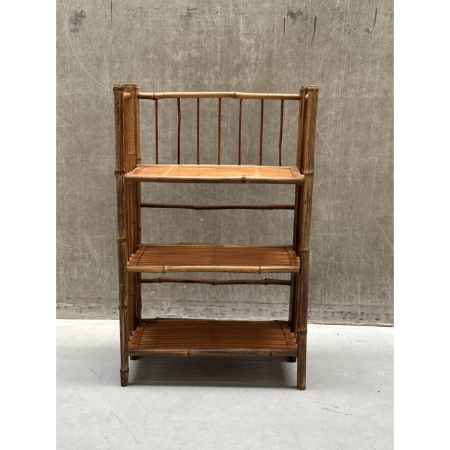 Wood Vintage Boho Chic Folding Rattan and Bamboo Wall Unit, 1960s For Sale - Image 7 of 11