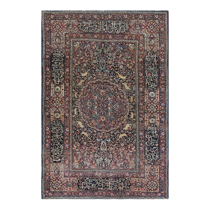 1890s Fine Floral Medallion Design Signed Late 19th Khorassan Moud Knotted Rug