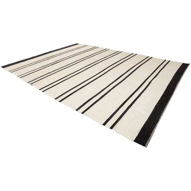 White 21st Century Modern Flatweave Kilim Rug For Sale - Image 8 of 11