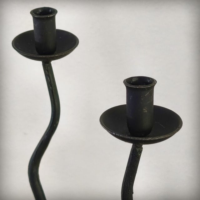 Postmodern Brutalist Wrought Iron Candlesticks by Hysteria Design, France, 1980s, Set of 2 For Sale - Image 12 of 18