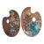 Pair Vintage Mid Century Modern Painted Wood Artist Palettes For Sale