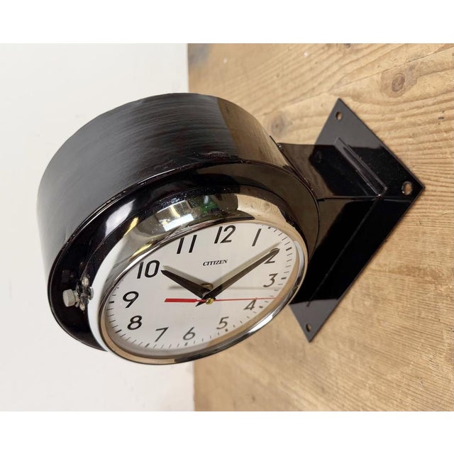 Industrial Vintage Black Citizen Double-Sided Ship Wall Clock, 1980s For Sale - Image 3 of 18