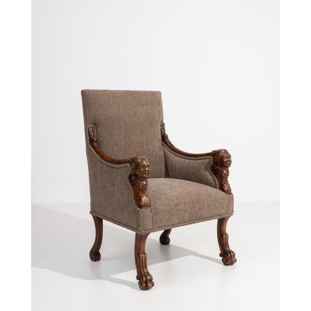 Empire Carved Upholstered Armchair, Neoclassical Style, France, Circa 1820 For Sale - Image 13 of 17