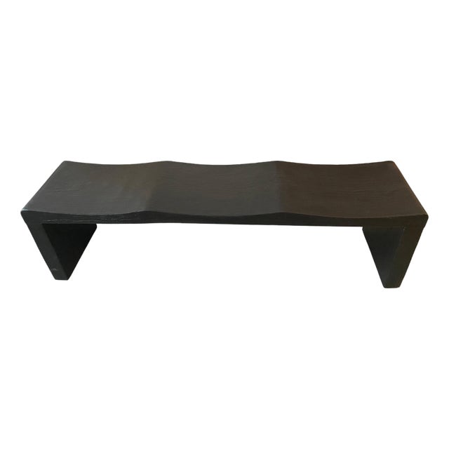 Andrianna Shamaris Charred Teak Wood Wave Bench For Sale