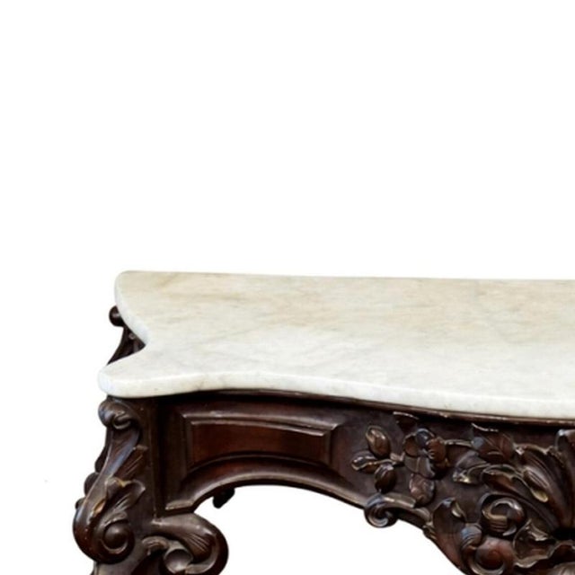 Furniture - Romantic console table - 19th century. Portuguese; 19th century; made of mahogany wood with a marble top....