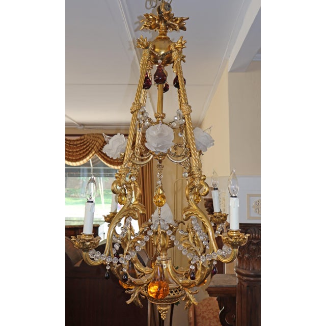 1910 French Belle Epoque Style Gilt Bronze Crystal Chandelier For Sale - Image 11 of 18