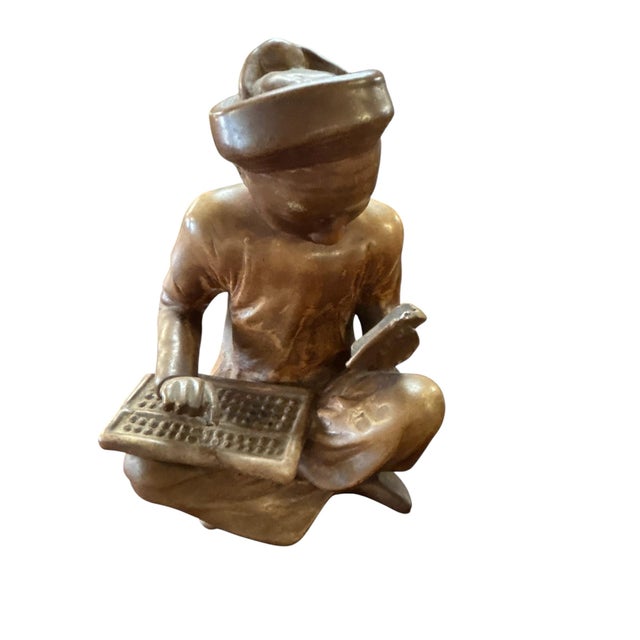 Vintage Chinoiserie Hand-Carved Soapstone Scholar Figurines With Abacus & Tablet, Set of 2 For Sale In Greensboro - Image 6 of 12
