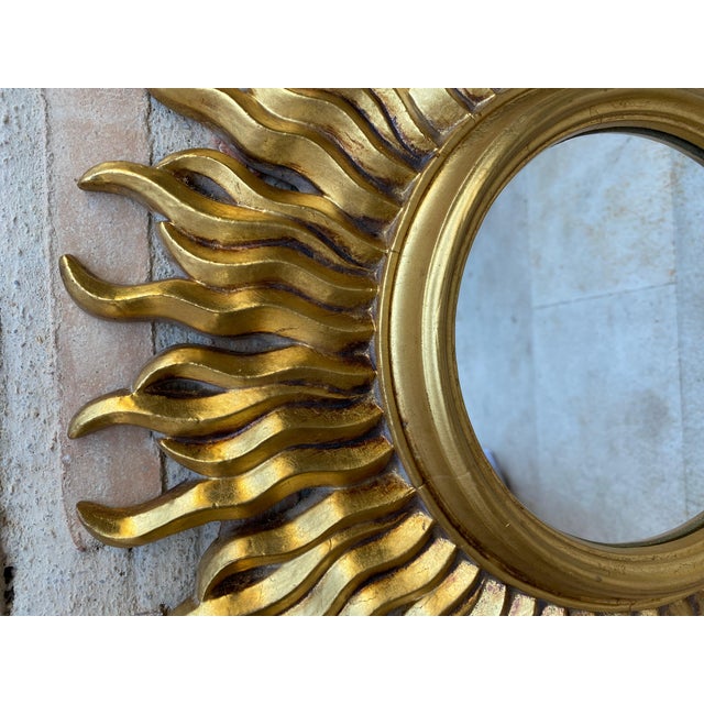 Mid-Century French Sunburst Mirror in Gold, 1950s For Sale - Image 4 of 18